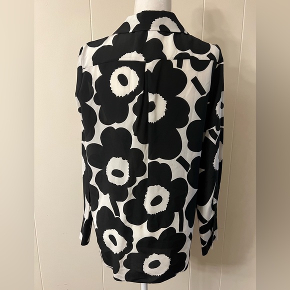 Marimekko GABRO PIENI UNIKKO blouse Long sleeve Black and off white Floral Top - Picture 9 of 13